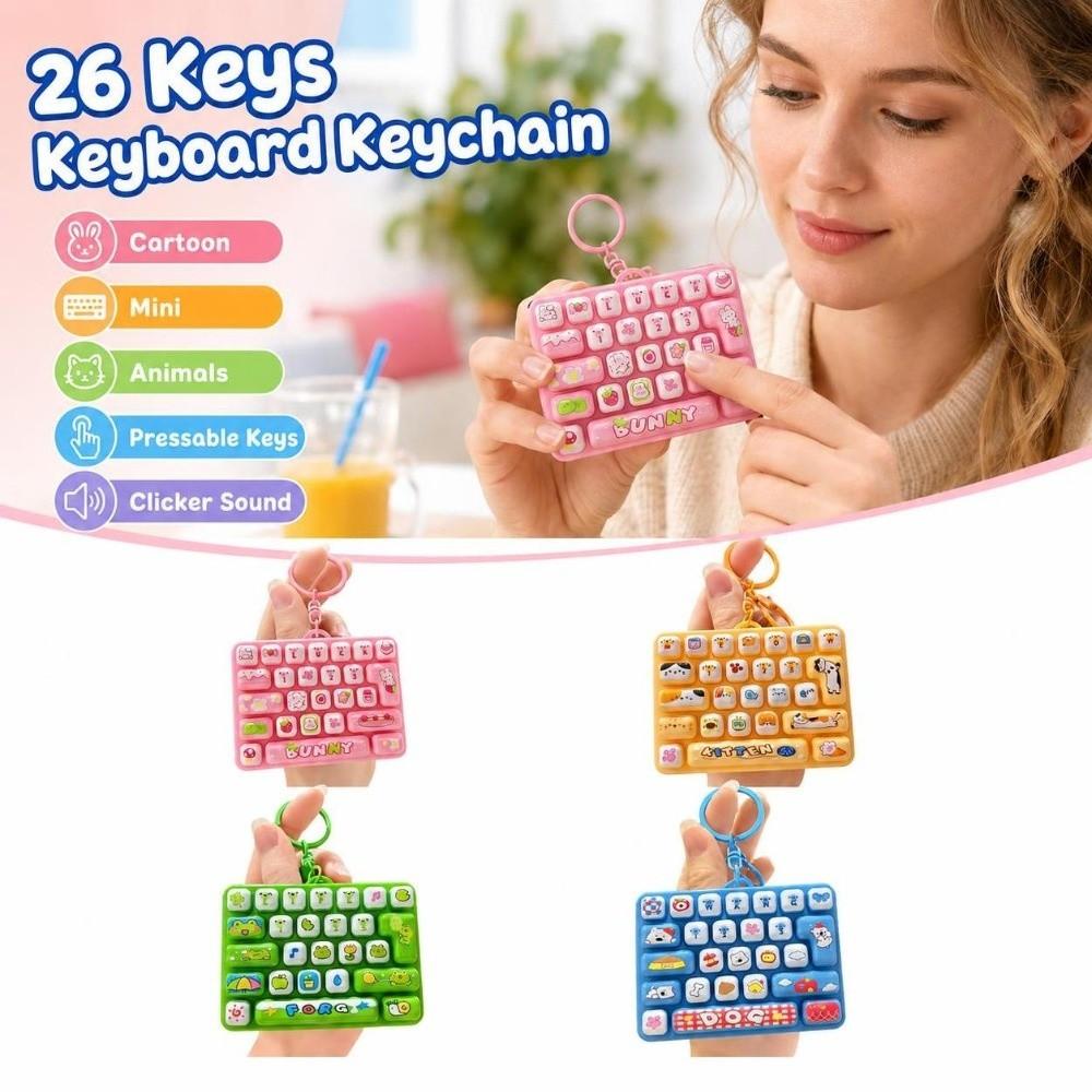 Mini 26 Keys Keyboard Keychain Animals Stress Relief Fidget Toy  Bag Ornaments