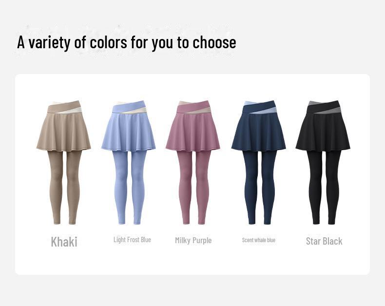 Juyitang High-Waist Two-Piece Yoga Skirt Leggings - Slimming, Anti-Exposure Fitness Wear for Women