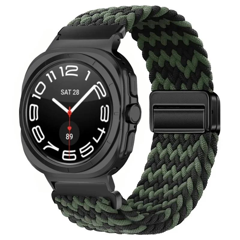 Gevlochten Nylon Lusband Voor Samsung Galaxy Watch Ultra 47mm Magnetische Armband Polsband voor Galaxy Watch 8 Ultra 2026 47mm Band