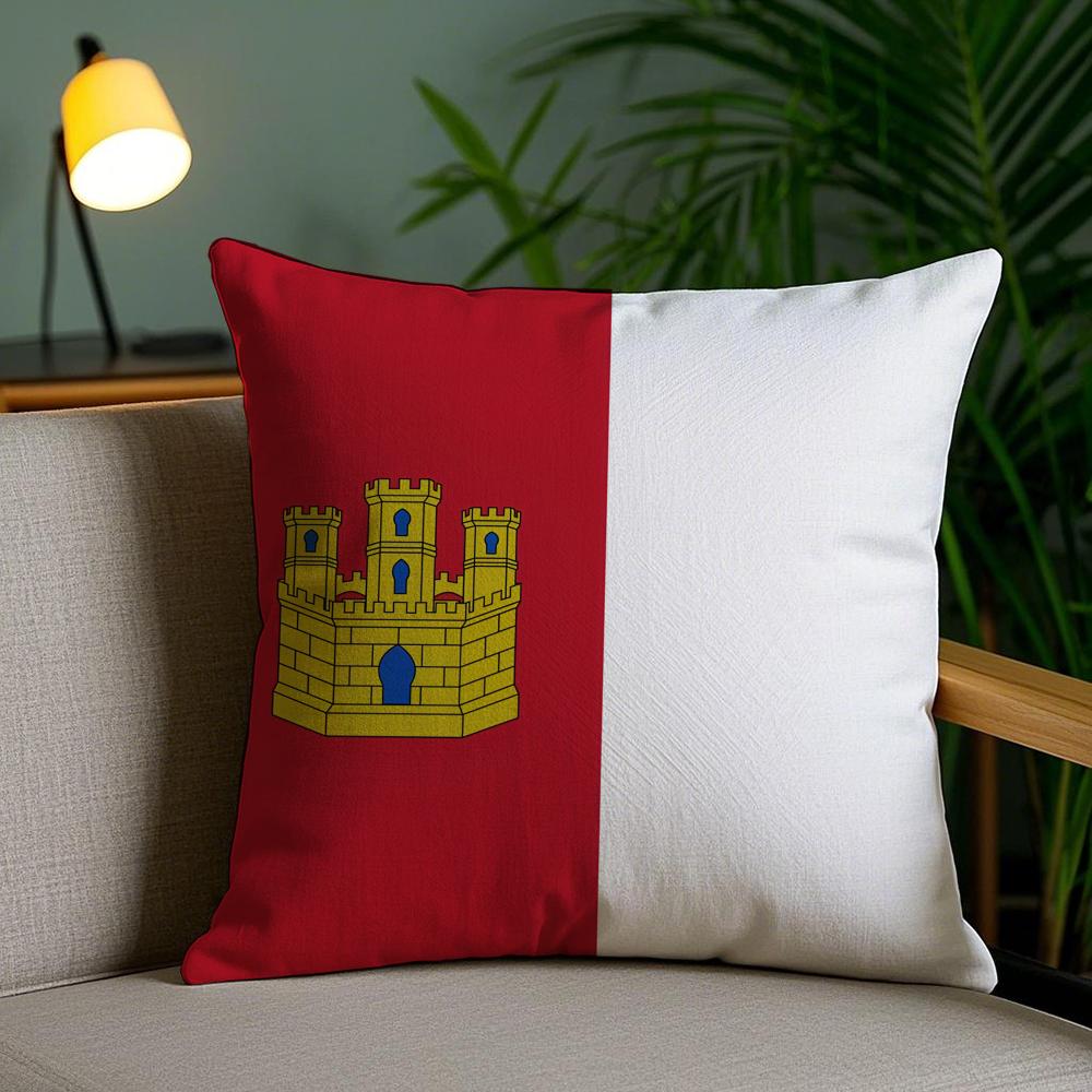 Castile La Mancha Spain Cushion Cover Soft Short Plush Double-Sided Printing Home Decor Machine Washable Pillow Case Gift