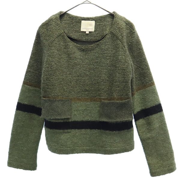 

OPENING CEREMONY wool blend border Long sleeve knit S khaki sweater Women Used