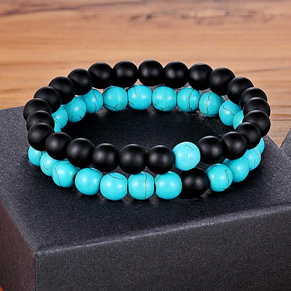 XQNI Various Combination Styles Beaded Bracelets For Men & Women For Couples Jewelry Stretch Elastic Rope DIY Birthday Gift Box