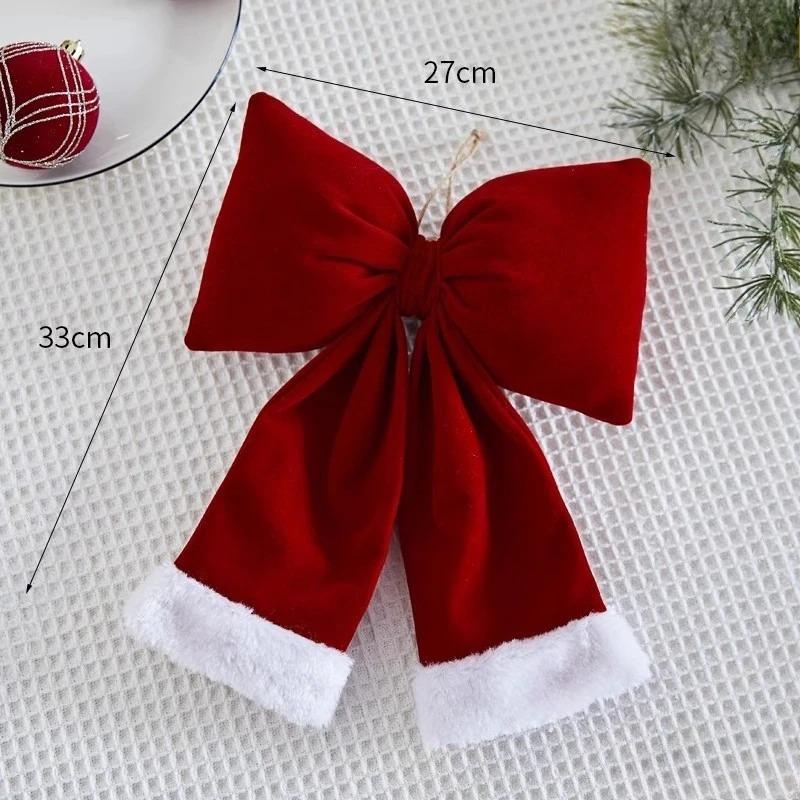 1-10PCS Christmas Velvet Bow 3D Hanging Decorative Tree Decoration Outdoor Festive Vintage Style Ribbon Christmas Party Supplies