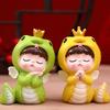 Cartoon Snake Baby Figurine Statue Cake Toppers Decoration Chinese Zodiacs Theme Party Accessories Resins Ornament