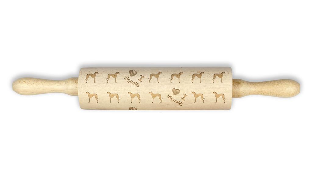 Sloughi, Arabian Greyhound, Oska – Rolling pin for dough with a dog, patterned rolling pin for ceramics | Art-Dog
