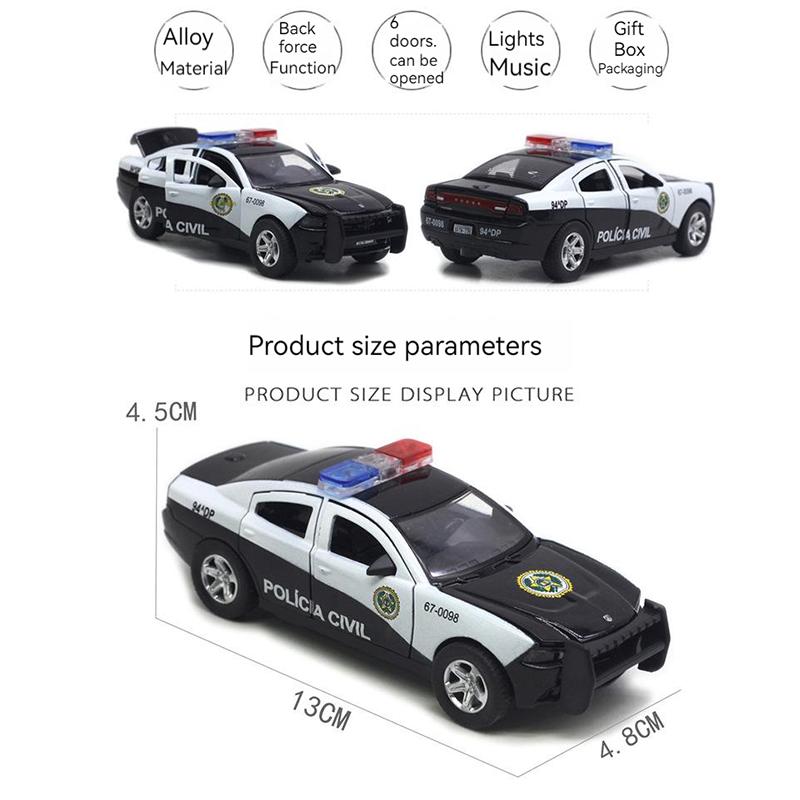 1/32 Alaşım Dodge Şarj Cihazı Polis Araba Modeli Döküm ve Oyuncak Araçlar Simülasyon Ses ve Işık Geri Çekin Koleksiyon Oyuncaklar Çocuklar Hediye