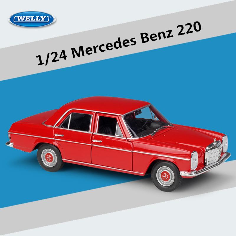Welly 1/24 Mercedes-Benz 220 Alloy Car Model Diecasts Metal Classic Retro Old Car Model Simulation Collection Childrens Toy Gift