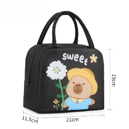 Cute Capybara Print Lunch Bag Kids Insulated Food Container Portable Box Carrier Cartoon Kindergarten School Lunch Storage Bag