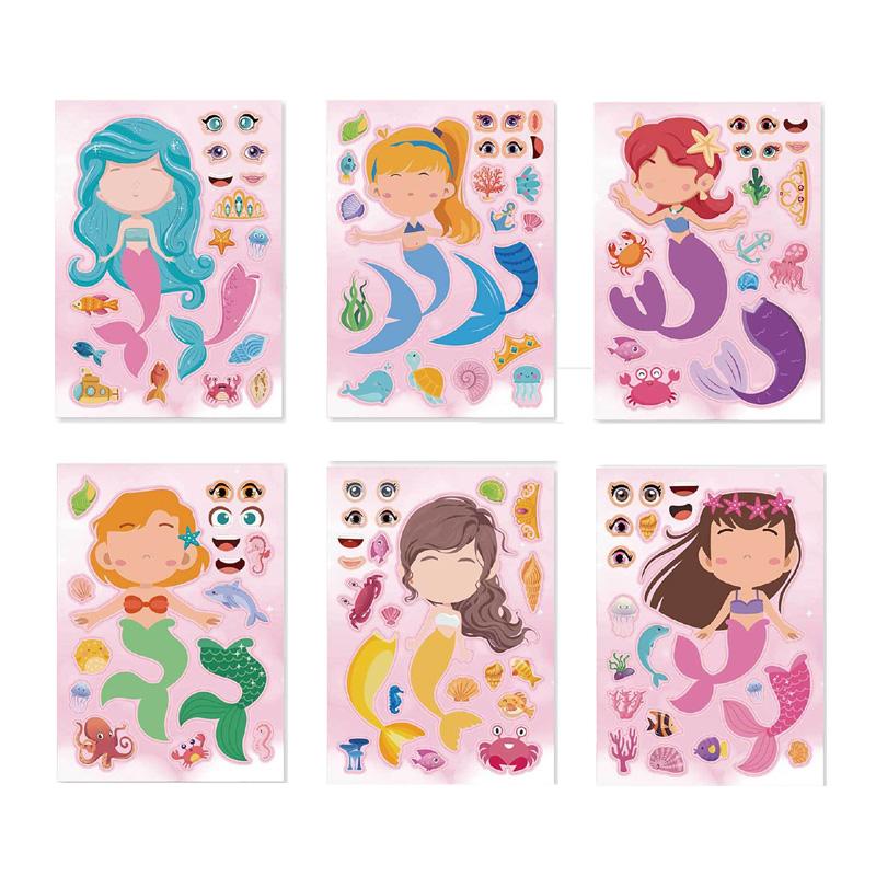 6 Sheetsset Farm Animals Assembled Sticker Kids Diy Make Animal Facial Expression Stickers Creative Toys Gift