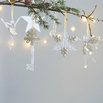 Christmas Decorations Glitter Snowflake Angel Xmas Tree Pendant Hanging Ornaments Christmas Navidad New Year Home Decor Gift