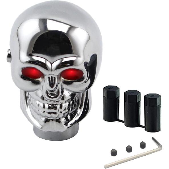 

ASUBHA Skull Shifter Knob, Personalized Skull Shifter Head with Adjustable LED Double Eyelet Decorations, Gear Knob Head Universal Car Interior червоний