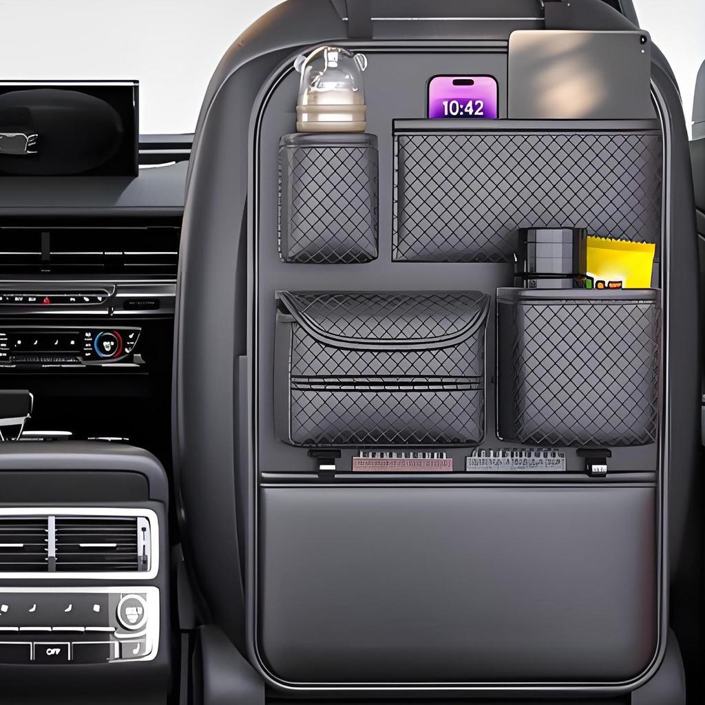 Backseat Storage Organizer For Car Seat Back Storage Pockets Car Organizer Space-Saving Pouch Adjustable Design For Water Bottle