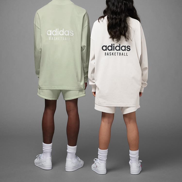 Adidas Originals Basketball: Chapter 1 Series Long Sleeve Tee With Letter Logo Print Unisex Tops Halo-Green IA3422
