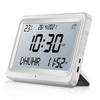 LCD-Bildschirm Hijri Gregorianische Kalender Muslimische Gebetszeiten Mehrsprachig Azan Schreibtisch Anbetungswecker Elektronische Wanduhr