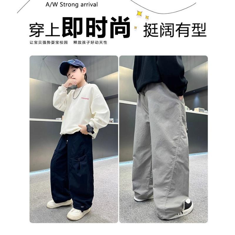 Boys Big Kids Casual Straight Wide Leg Cargo Long Pants