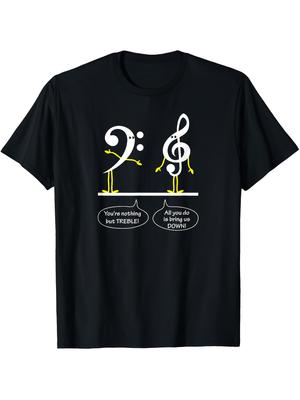 Bassschlüssel Violinschlüssel Musikwitz Grafik T-Shirt Herren Freizeit Kurzarm Baumwoll-T-Shirt