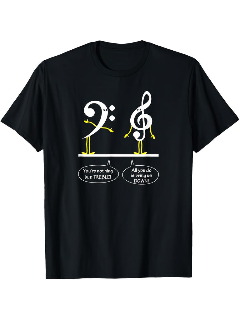Bassschlüssel Violinschlüssel Musikwitz Grafik T-Shirt Herren Freizeit Kurzarm Baumwoll-T-Shirt