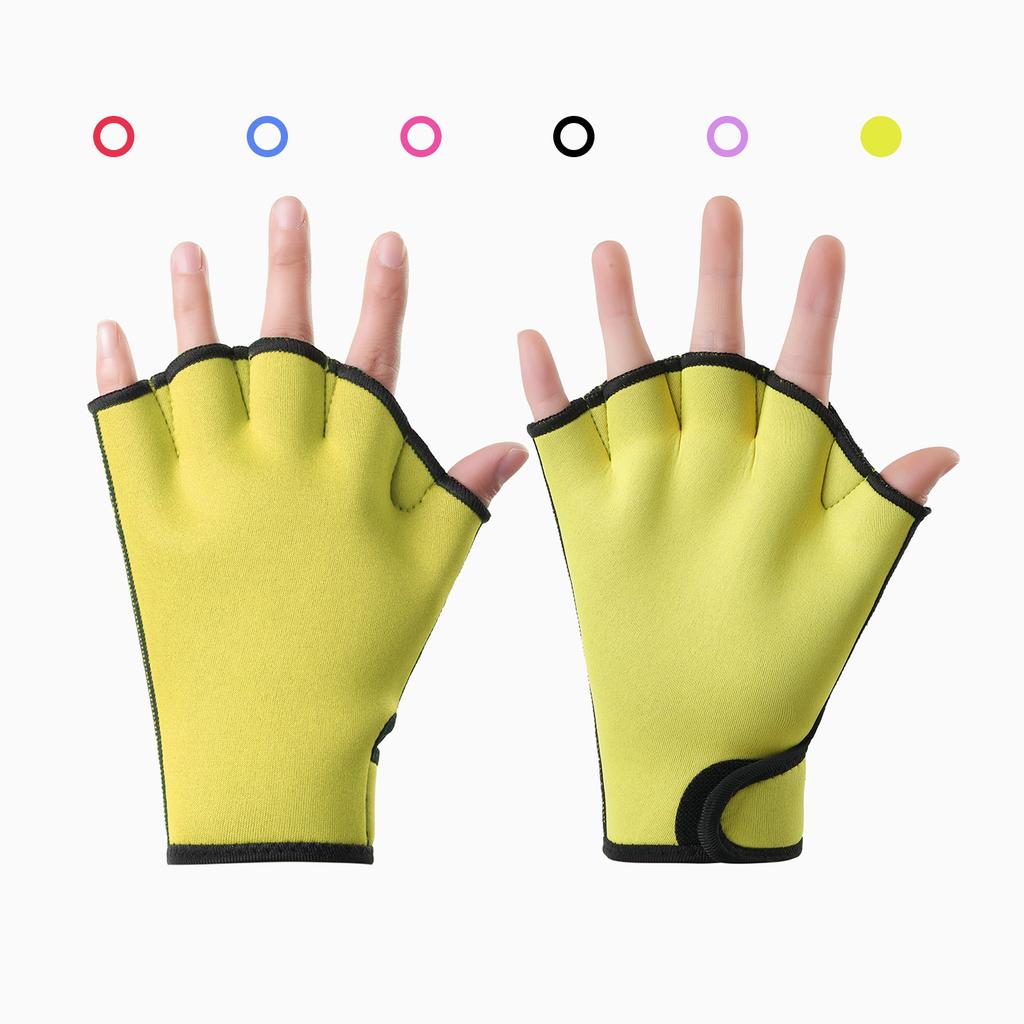 Surfing Microfibe Swimming Gloves Water-resistant Aquatic Training Mittens For Swim, Dive & Fitness | Secure Wrist Strap Design