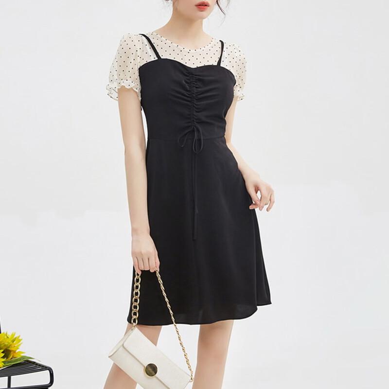 Srcr Women s Faux Two-Piece Chiffon Midi Dress L