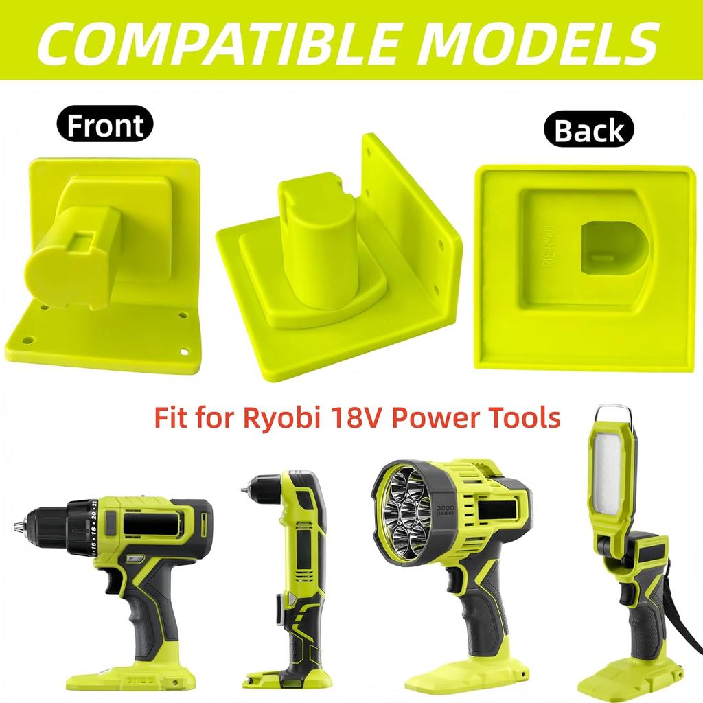 1-1PCS Wall Mount Battery & Tool Holder for Ryobi 18V Li-ion Battery Power Tool Drill Storage Hangers Shelf for RYOBI P111 P117