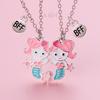Ein Mädchen 2-teiliges Set Cartoon-Tier-Serie Einhorn Meerjungfrau Capybara Anhänger Beste Freundin Halskette BFF Freundschaft Schmuck Geschenke