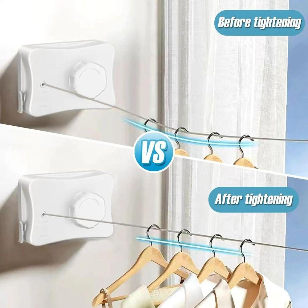 Non Sagging Retractable Clothesline Wall Mounted Telescopic Clothes Hanger Bathroom