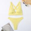 1011 European and American new swimsuit women's neck split bikini striped fabric multi-color triangular bikini