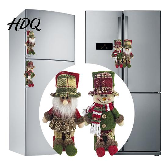 Polyester Fridge Handle Wrap 2Pcs/Set Santa Snowman Refrigerator Covers Christmas Wrap Xmas Kitchen Theme Decor Cute Decorative Door Sleeves