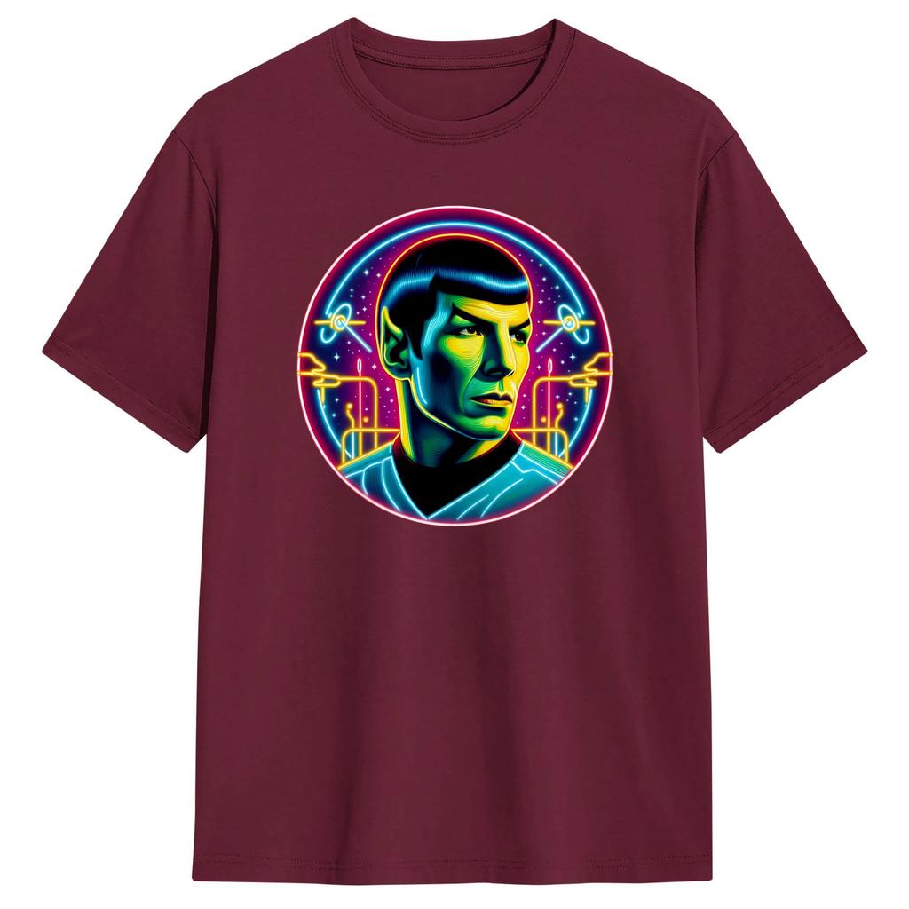 Vintage TShirt Summer Stars Treks Spock Ruminations In Neon Novelty T Shirts Cotton Tshirt for Men Y2K Basic Plus Size Top Tees