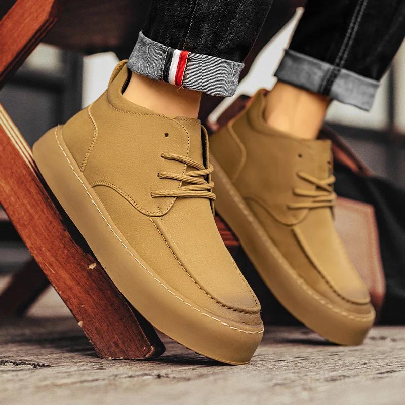 2024 Casual Leather Shoes Italian Lacing Versatile Casual Shoes Luxury Brand Men's Casual British Retro Men's Shoes Size38-44