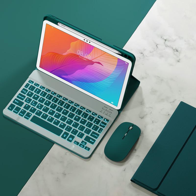 Compatible with Xiaomi 7 Tablet: Touch Backlit Bluetooth Keyboard with Fabric Texture, Pen Slot, and Leather Case for Xiaomi 6/5 Pro.