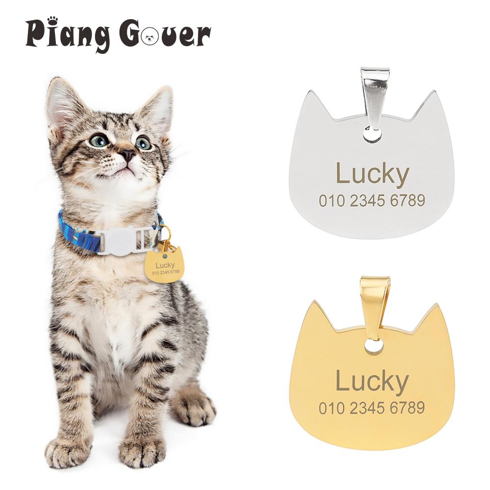 Name Personalized ID Tags Cat Collar Golden Silvery Nameplate Engraving Custom Dog Name Anti-lost Pendant Pet Collar Accessories