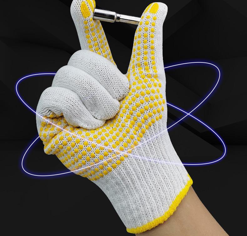 Non-Slip Breathable Dotted Cotton Work Gloves for Men and Women - Wear-Resistant and Ideal for Construction Sites