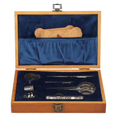 Vintage Embroidery Scissors Set Wooden Stainless Steel Sewing Box Scissors Kit Multifunctional