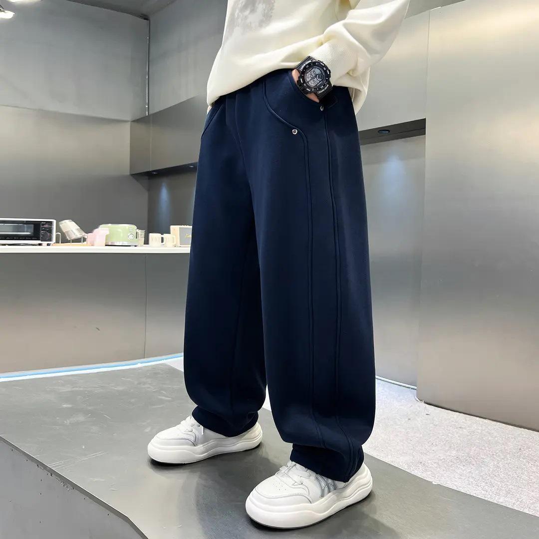 Frühlings- und Herbst-Jungen-Freizeithose im koreanischen Stil 2025 - Kinder-Sporthose für mittelgroße und große Kinder mit geschwungenen Beinen 170cm (recommended 110-130 kg) navy blau