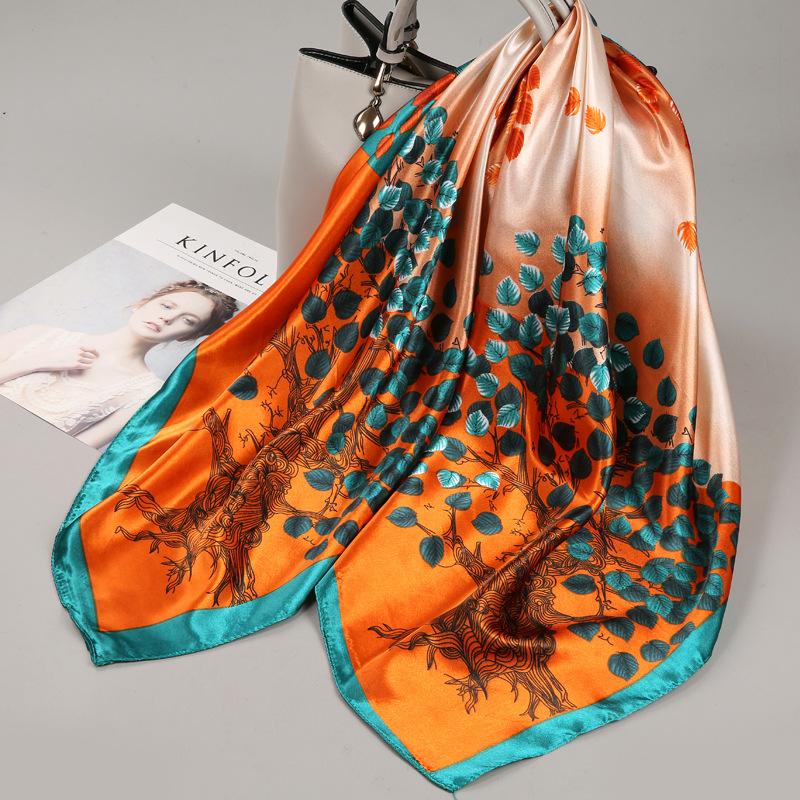 90 Square Scarves, Silk Scarves, Women's New Spring and Summer High-end Sense Versatile, Thin Scarves, Shawls Outside