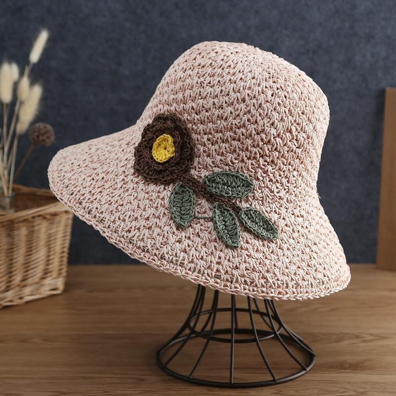 Women Summer Straw Hat Wide Brim Sun Hat With Simple Bowknot Casual Fisherman Cap Fresh Beach Sun Protection