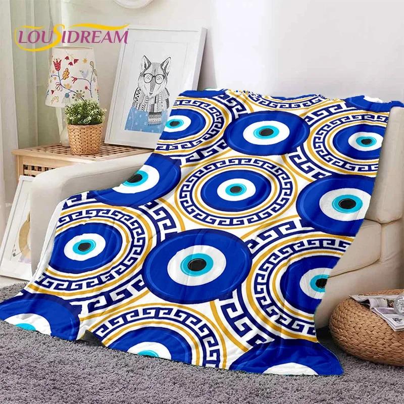 3D Evil Eye Turkey Blue Nazar Eye of Horus Cobertores de flanela macia, cobertor confortável para camas de piquenique, sofá, quarto