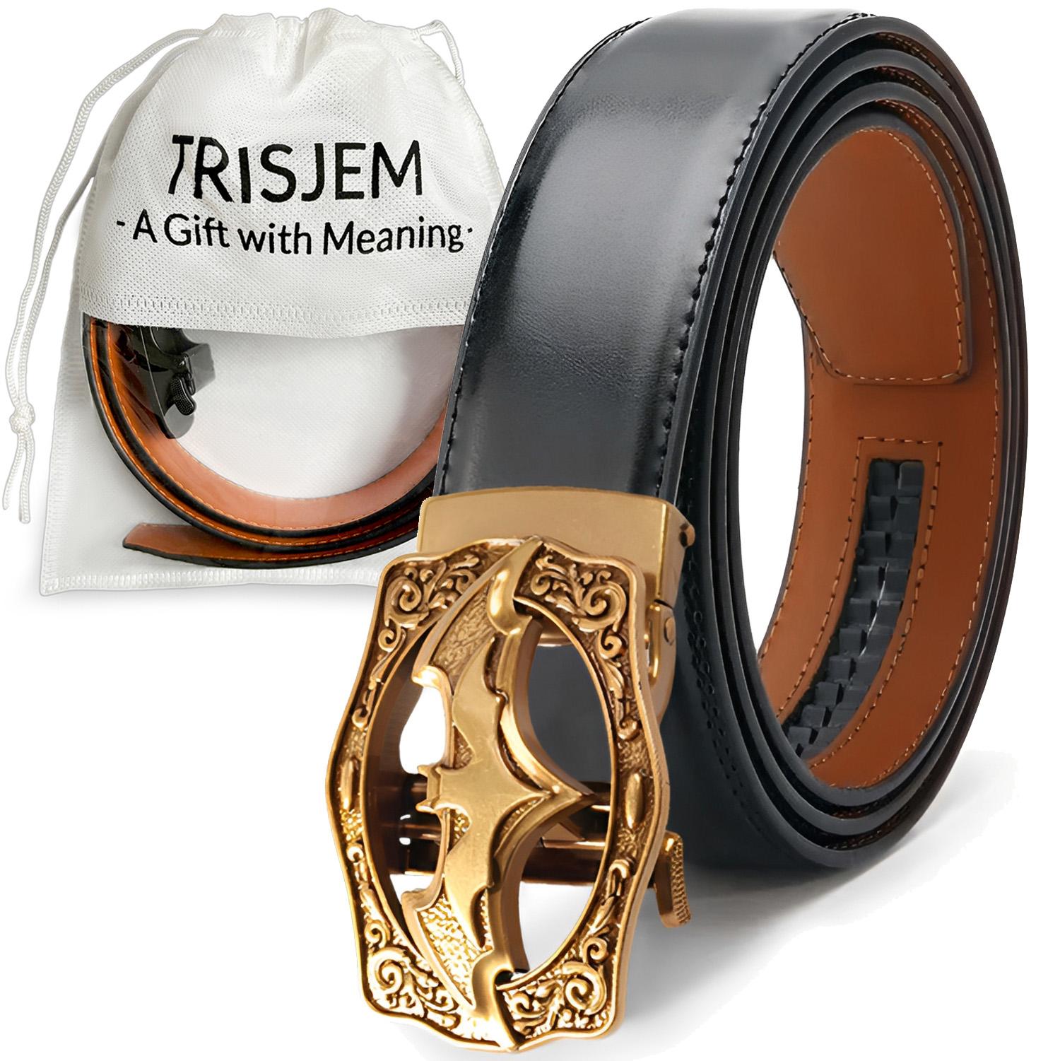 Автоматическая пряжка Бэтмен Сплав Ремень Мужской Высококачественный Натуральная Кожа Ремень Повседневный Трещоточный Пояс для Мужских Брюк Пояс 110cm