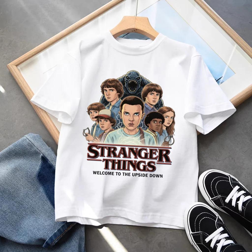 Summer New Stranger Things Plaid T-Shirt 'Welcome To the Upside Down' Printed Top