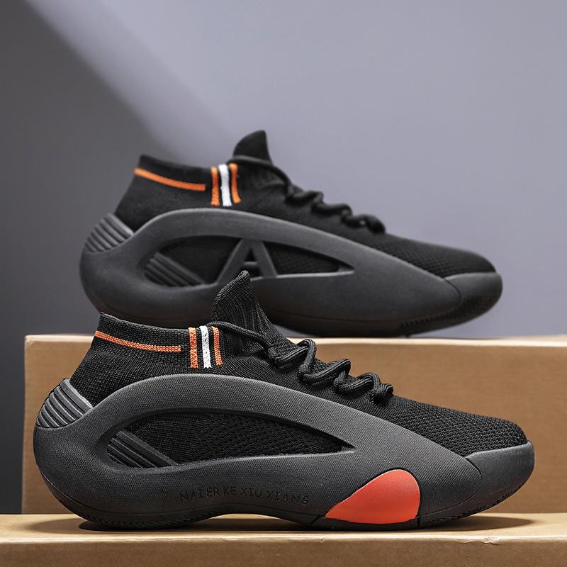 Fashion Green Men's Summer Sports Running Socks Shoes Breathable Mesh Thick Bottom Heightening Teenagers Casual Mesh Round Toe Shoes