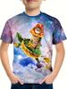 Boy's T-Shirt Cute Cat Taco Pizza Pattern 2025 Summer Short Sleeve Tops Colorful 3D Print Boys Clothes Loose Children's Clothing