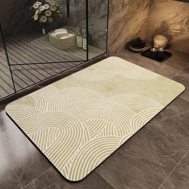 Modern Minimalist Floor Mat Kitchen Bathroom Shower Room Absorbent Quick Drying Carpet Wear-resistant Non-slip Easy To Maintain