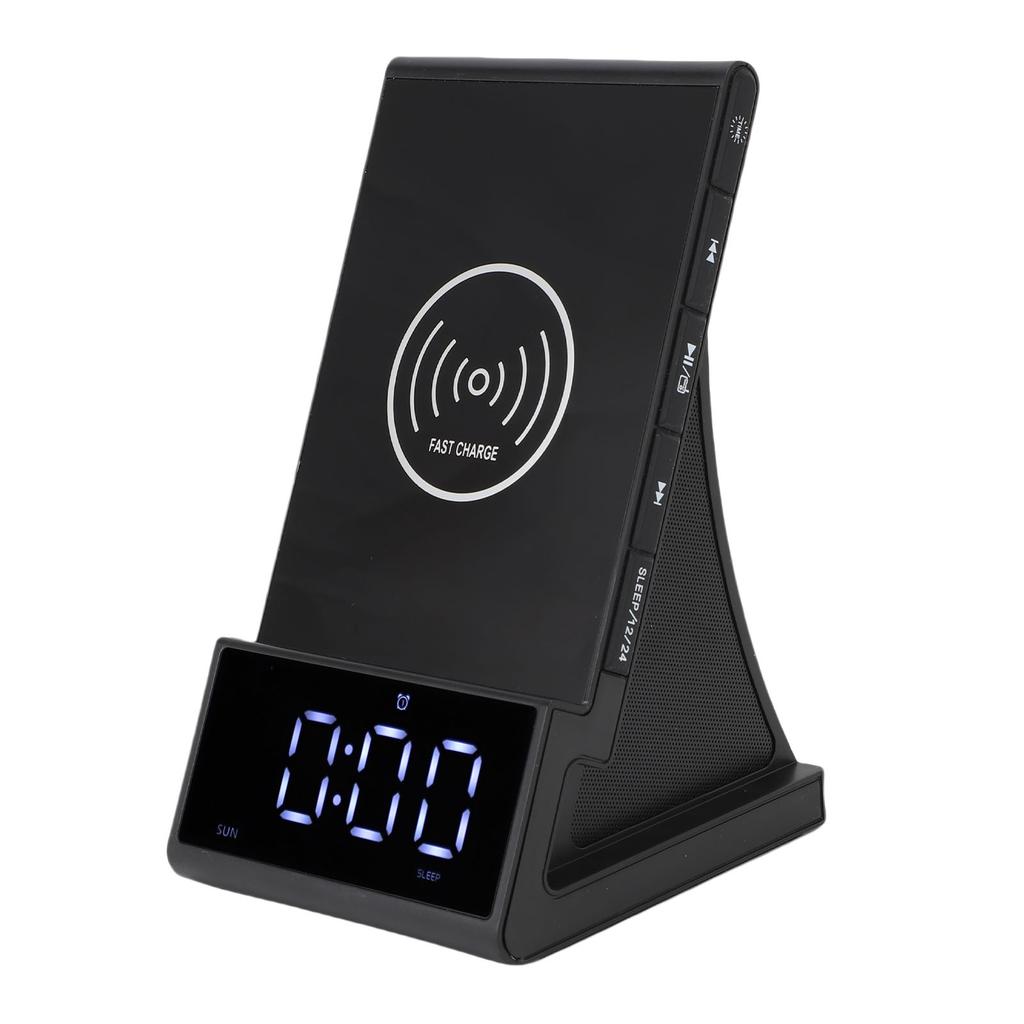 Kabellose Handy-Ladestation Wecker-Dock LED-Anzeige 4 Helligkeitsstufen   Kabelloser Lautsprecher mit Wecker für das Schlafzimmer