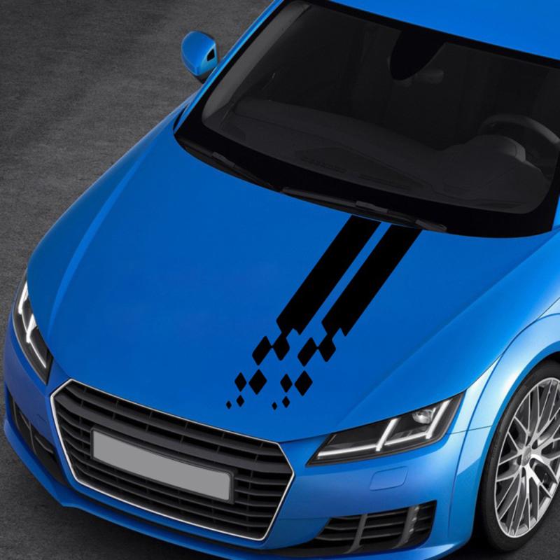 Car Hood Cover Sticker Self-adhesive Detachable Simple Plaid Decals Universal Style Modified