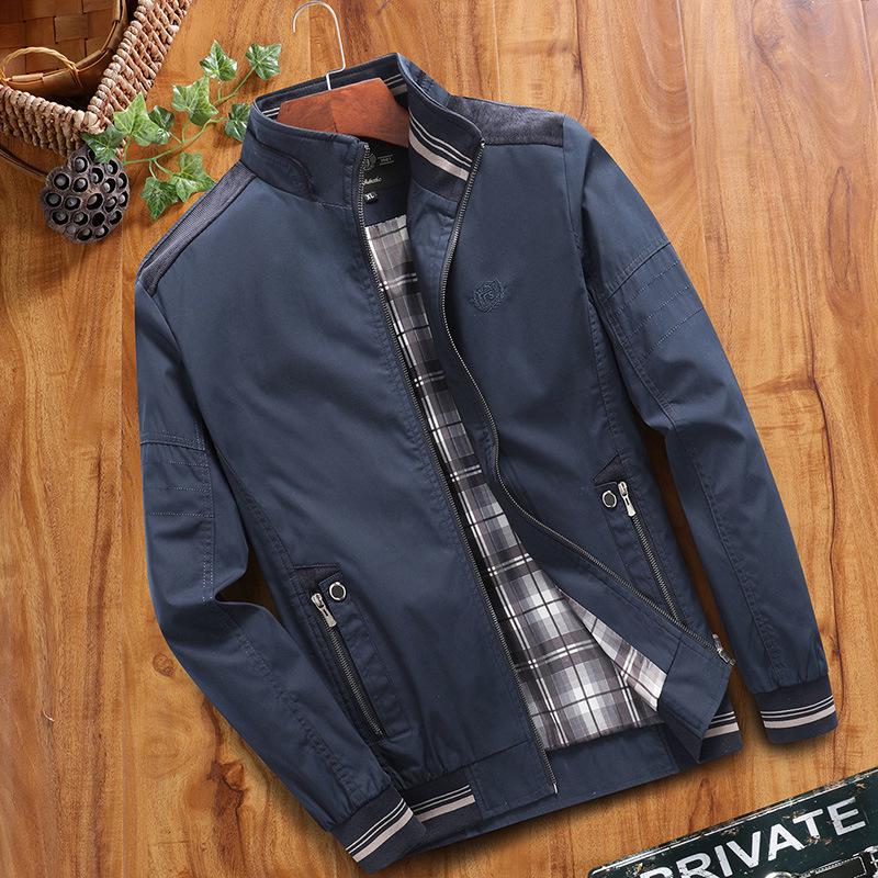 Men's Casual Cotton Jacket for Middle-Aged & Elderly - Lightweight Spring/Autumn Wear
