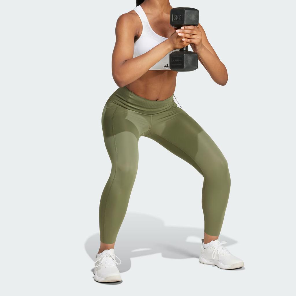 Adidas Opme Power Quick-Dry Tight Yoga Fitness Training Cropped Pants Women Bottoms Olive-Green JN3229