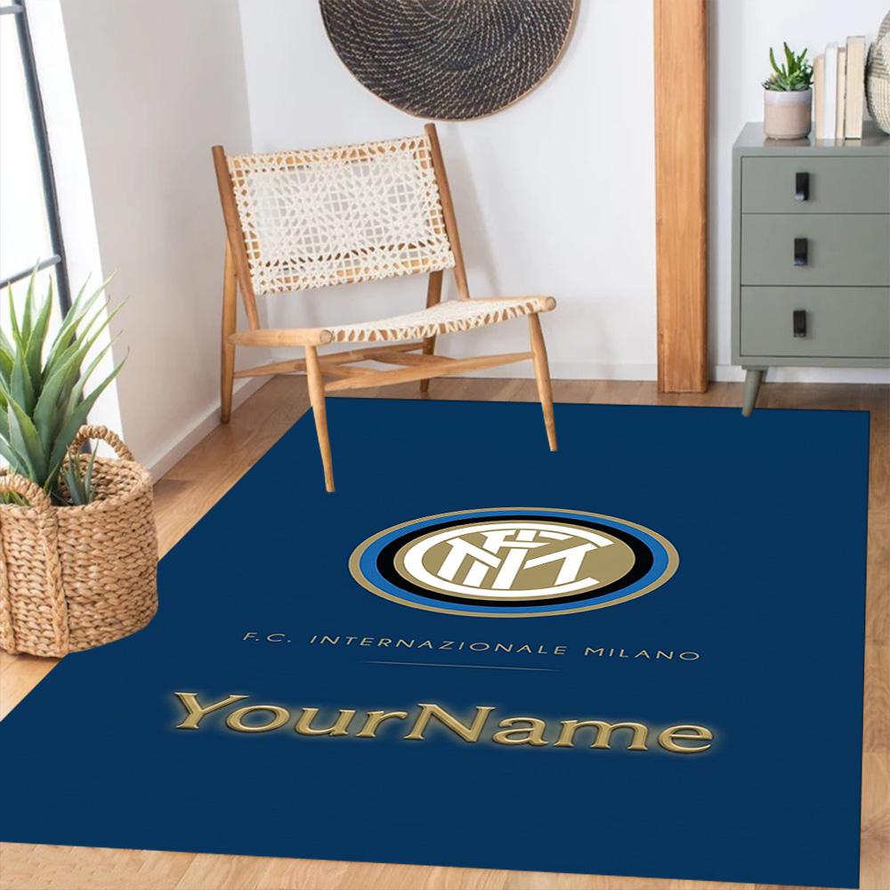 Inter Milan Personalized Text Floor Mat Design for Kitchen Bedrooms Dining Room Dormitory Antislip Carpet Decorate Offices Spiritual Gift