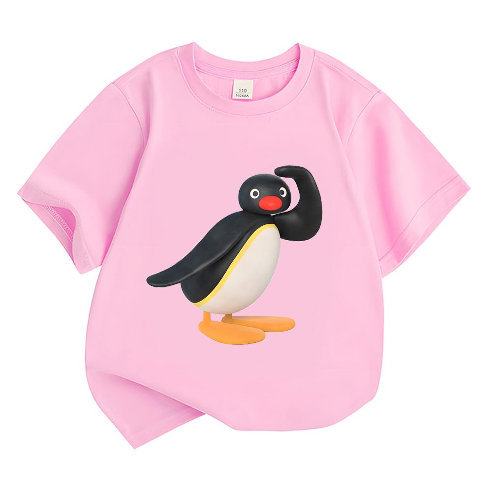 T-shirt Pingu kawaii Boys Girls Kids Clothing Hip Hop Tops Short Sleeves Sports Fashion Streetwear Manga/Comic Tees Toddler
