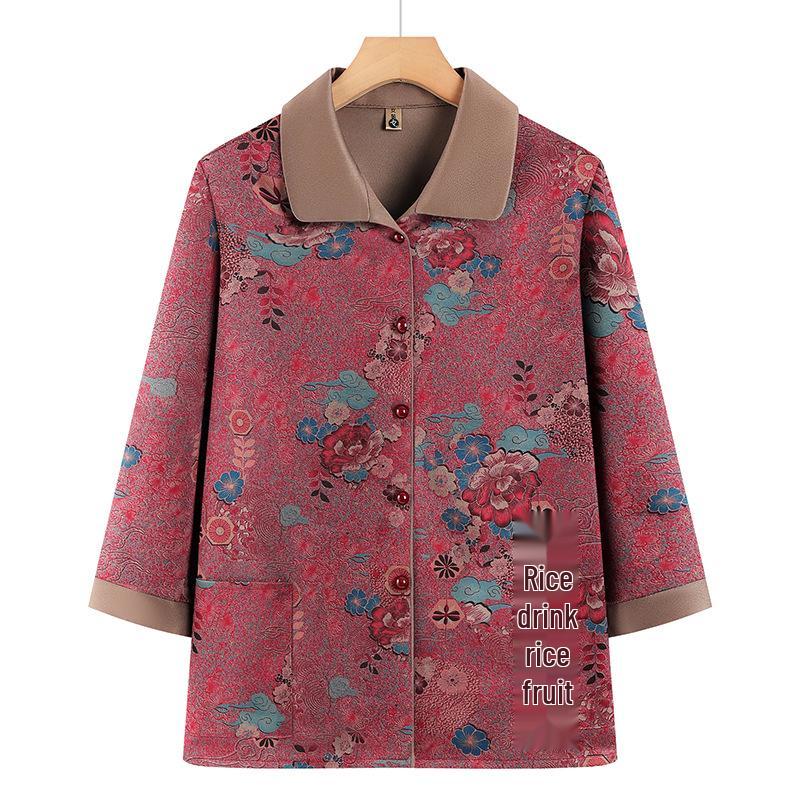 

Classic Long Sleeve Lapel Shirt for Women - Perfect for Middle-Aged and Elderly in Spring & Autumn. Stylish, Comfortable Mother’s Top. 5XL (suggested 72-80kg) червоний